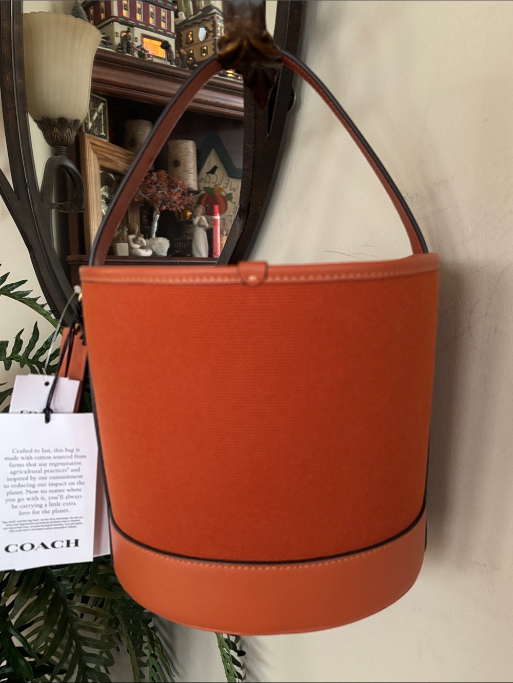 Coach CUSTOM Trick Or Treat Bucket Halloween Cotton Leather Jack-o'-lantern Tote - Picture 9 of 14